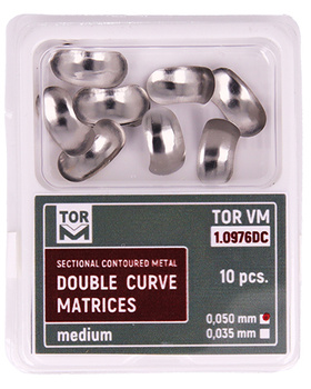 Sectional contoured metal double curve matrices (10 pcs box) - medium - 0,050 hard (1.0976DC)