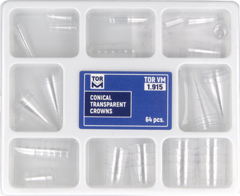 Conical Transparent Crowns, 64 pcs/box (1.915)