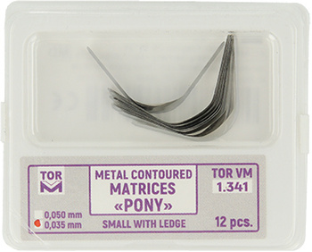 Metal coutoured Pony matrices (12 pcs box) small with edge - 0,035mm
