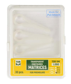 Transparent contoured matrices for premolars, 30 pcs, left ledge (1.090/4)