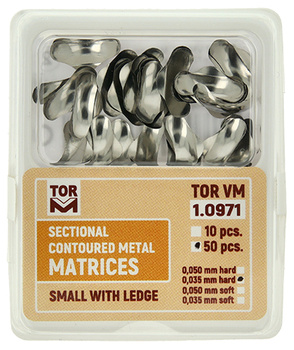 Sectional contoured metal matrices (50 pcs box) small with ledge 0.035mm hard - TOR VM