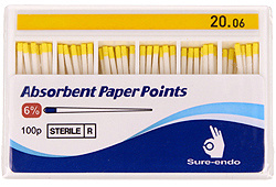 Absorbent paper points Sure-Endo Greater Taper 0.04 - 4% | 0.06 - 6% | (100 pcs box) 20/06