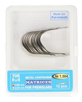 Metal contoured matrices for premolars 0,050 mm (package 12 pcs.) right edge (1.504) - TOR VM