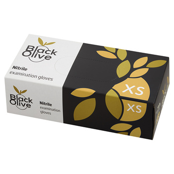 Rękawice nitrylowe Doman Black Olive, bezpudrowe (op. 100 szt.) XS czarne