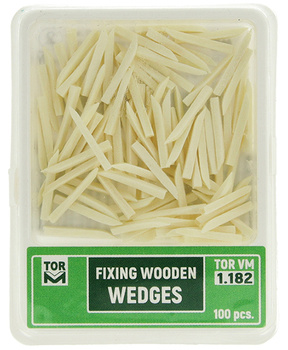 Kliny drewniane - jeden kolor (op. 100 szt.) białe - cienkie, krótkie-zaostrzone (1.182) - TOR VM