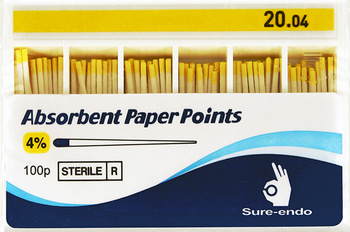 Absorbent paper points Sure-Endo Greater Taper 0.04 - 4% | 0.06 - 6% | (100 pcs box) 20/04