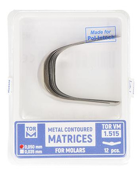 Matryce profilowane do trzonowców 0,050 mm (op. 12 szt.) centralna krawędź (1.515) - TOR VM