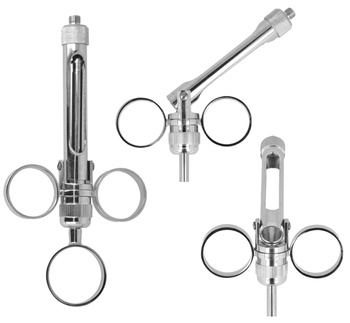Aspirating dental syringe with breech loading, type 3