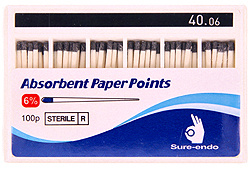 Absorbent paper points Sure-Endo Greater Taper 0.04 - 4% | 0.06 - 6% | (100 pcs box) 40/06