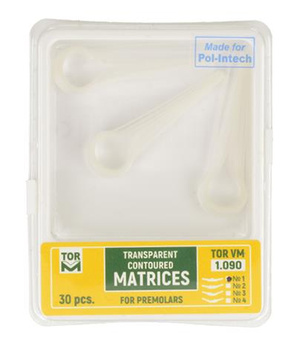 Transparent contoured matrices for premolars, 30 pcs, central ledge (1.090/1) - TOR VM