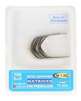 Metal contoured matrices for premolars 0,035 mm (12 pcs.) (1.502) - TOR VM