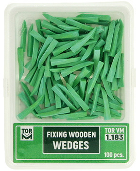 Fixing wooden wedges - one colour (100 pcs box), green - thin, short - TOR VM