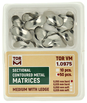Sectional contoured metal matrices (50 pcs box) medium with ledge 0.050mm hard - TOR VM